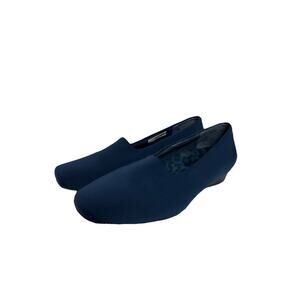 Vionic Powell Womens Size 10 Orthaheel Low Demi Wedge Blue Fabric Square Toe